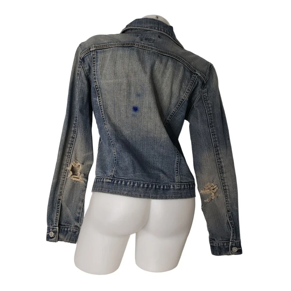 THE GAP Distressed Stretch Denim Jean Jacket Size Medium